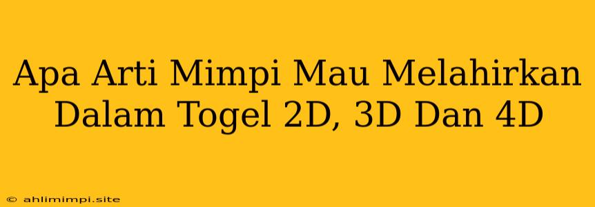 Apa Arti Mimpi Mau Melahirkan Dalam Togel 2D, 3D Dan 4D