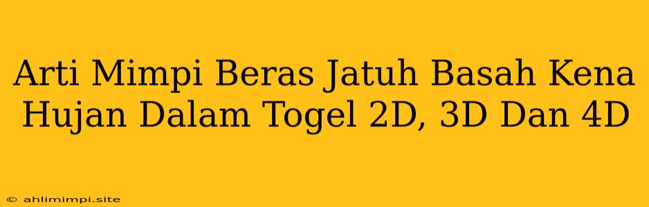 Arti Mimpi Beras Jatuh Basah Kena Hujan Dalam Togel 2D, 3D Dan 4D