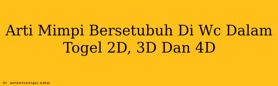 Arti Mimpi Bersetubuh Di Wc Dalam Togel 2D, 3D Dan 4D