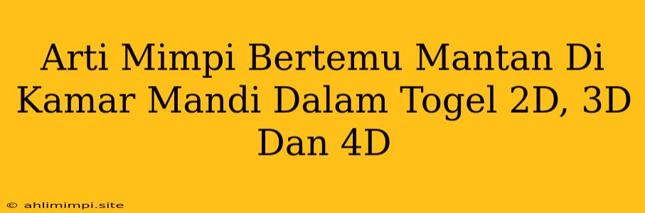 Arti Mimpi Bertemu Mantan Di Kamar Mandi Dalam Togel 2D, 3D Dan 4D