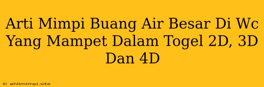 Arti Mimpi Buang Air Besar Di Wc Yang Mampet Dalam Togel 2D, 3D Dan 4D