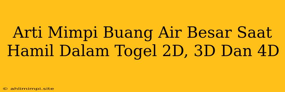 Arti Mimpi Buang Air Besar Saat Hamil Dalam Togel 2D, 3D Dan 4D