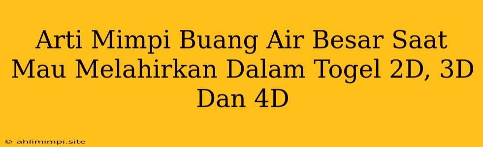 Arti Mimpi Buang Air Besar Saat Mau Melahirkan Dalam Togel 2D, 3D Dan 4D