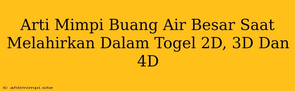 Arti Mimpi Buang Air Besar Saat Melahirkan Dalam Togel 2D, 3D Dan 4D