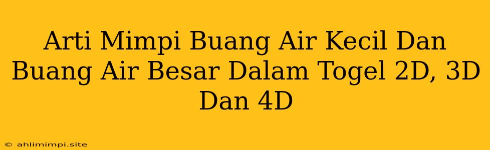 Arti Mimpi Buang Air Kecil Dan Buang Air Besar Dalam Togel 2D, 3D Dan 4D