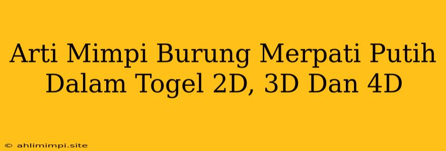 Arti Mimpi Burung Merpati Putih Dalam Togel 2D, 3D Dan 4D