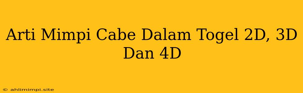 Arti Mimpi Cabe Dalam Togel 2D, 3D Dan 4D