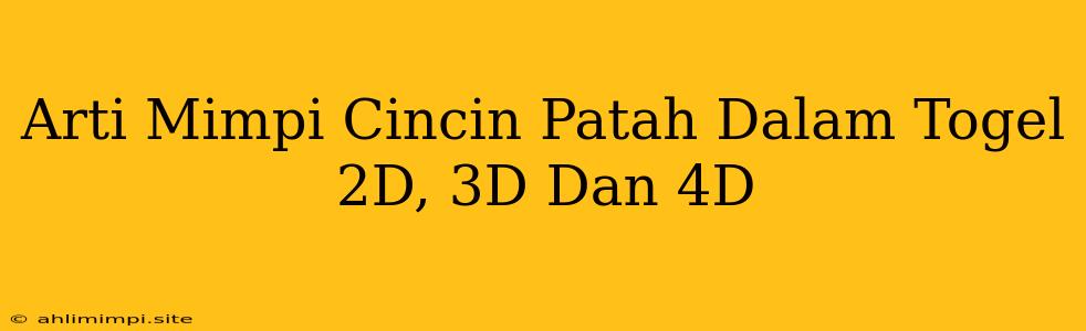 Arti Mimpi Cincin Patah Dalam Togel 2D, 3D Dan 4D