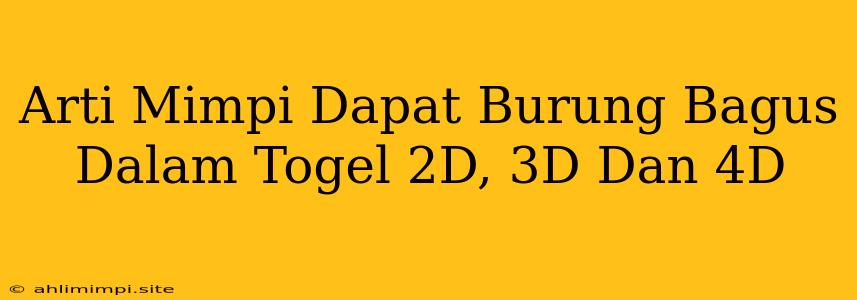 Arti Mimpi Dapat Burung Bagus Dalam Togel 2D, 3D Dan 4D