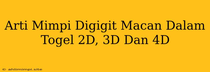 Arti Mimpi Digigit Macan Dalam Togel 2D, 3D Dan 4D