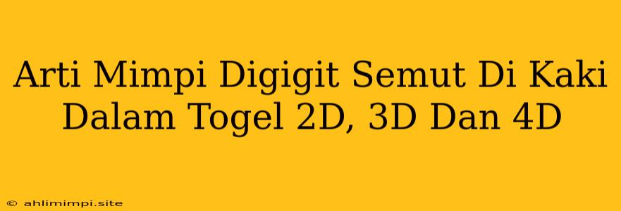 Arti Mimpi Digigit Semut Di Kaki Dalam Togel 2D, 3D Dan 4D