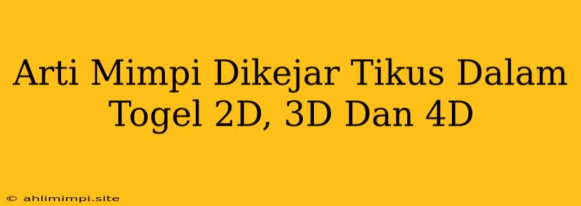 Arti Mimpi Dikejar Tikus Dalam Togel 2D, 3D Dan 4D