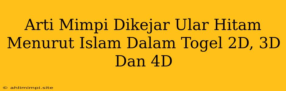 Arti Mimpi Dikejar Ular Hitam Menurut Islam Dalam Togel 2D, 3D Dan 4D