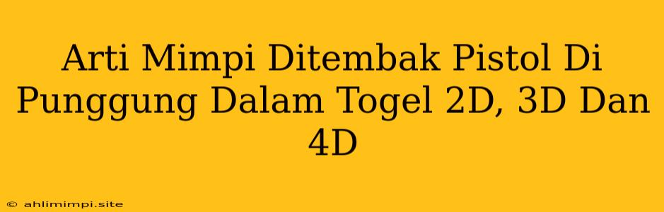 Arti Mimpi Ditembak Pistol Di Punggung Dalam Togel 2D, 3D Dan 4D