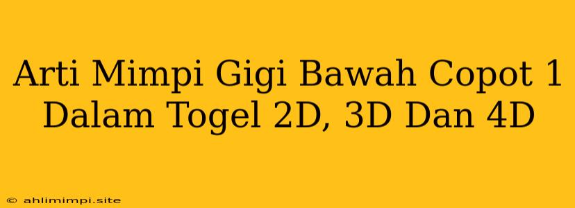 Arti Mimpi Gigi Bawah Copot 1 Dalam Togel 2D, 3D Dan 4D