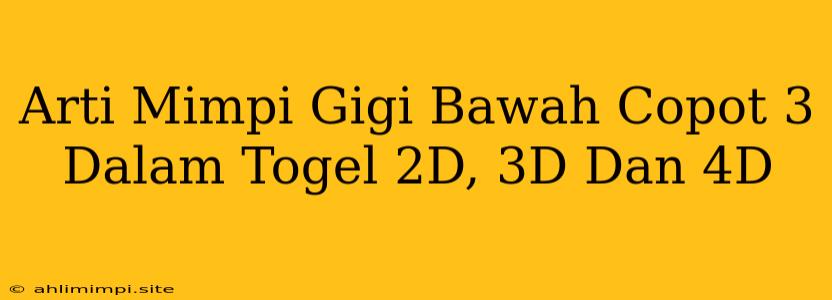 Arti Mimpi Gigi Bawah Copot 3 Dalam Togel 2D, 3D Dan 4D