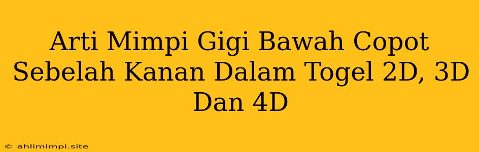 Arti Mimpi Gigi Bawah Copot Sebelah Kanan Dalam Togel 2D, 3D Dan 4D