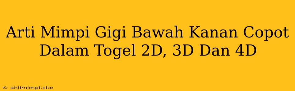 Arti Mimpi Gigi Bawah Kanan Copot Dalam Togel 2D, 3D Dan 4D