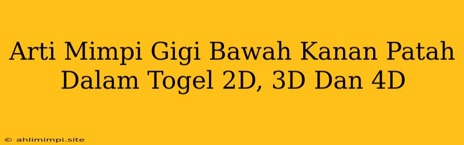 Arti Mimpi Gigi Bawah Kanan Patah Dalam Togel 2D, 3D Dan 4D