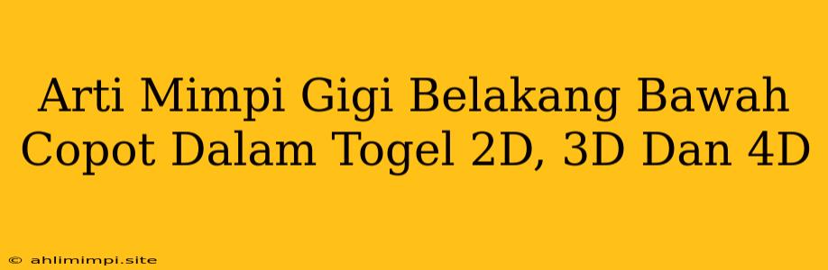 Arti Mimpi Gigi Belakang Bawah Copot Dalam Togel 2D, 3D Dan 4D