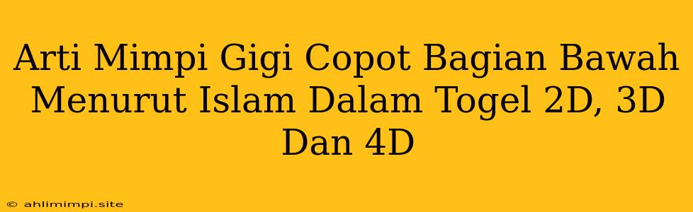 Arti Mimpi Gigi Copot Bagian Bawah Menurut Islam Dalam Togel 2D, 3D Dan 4D