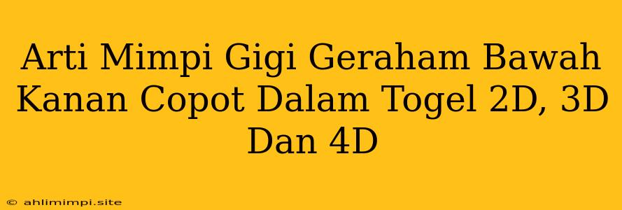 Arti Mimpi Gigi Geraham Bawah Kanan Copot Dalam Togel 2D, 3D Dan 4D