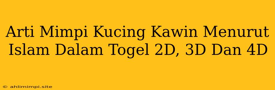 Arti Mimpi Kucing Kawin Menurut Islam Dalam Togel 2D, 3D Dan 4D