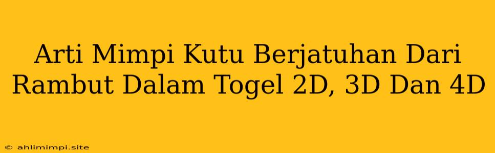 Arti Mimpi Kutu Berjatuhan Dari Rambut Dalam Togel 2D, 3D Dan 4D