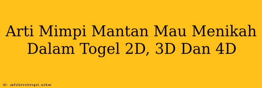 Arti Mimpi Mantan Mau Menikah Dalam Togel 2D, 3D Dan 4D