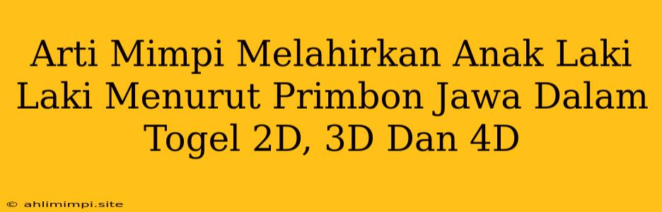 Arti Mimpi Melahirkan Anak Laki Laki Menurut Primbon Jawa Dalam Togel 2D, 3D Dan 4D