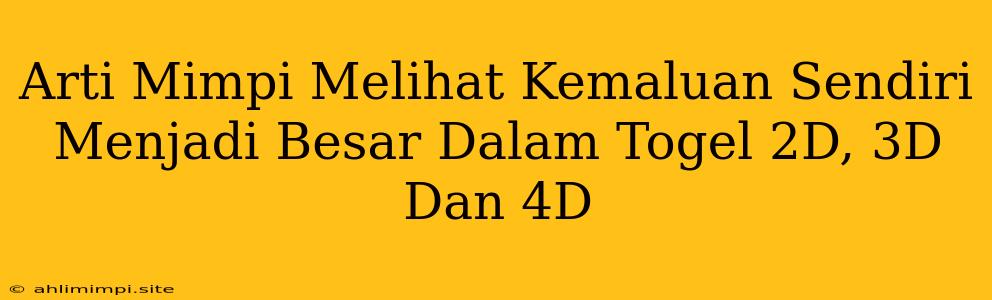 Arti Mimpi Melihat Kemaluan Sendiri Menjadi Besar Dalam Togel 2D, 3D Dan 4D