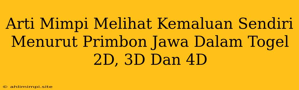 Arti Mimpi Melihat Kemaluan Sendiri Menurut Primbon Jawa Dalam Togel 2D, 3D Dan 4D