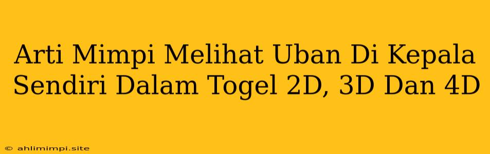 Arti Mimpi Melihat Uban Di Kepala Sendiri Dalam Togel 2D, 3D Dan 4D