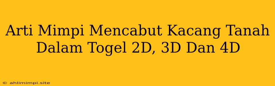 Arti Mimpi Mencabut Kacang Tanah Dalam Togel 2D, 3D Dan 4D