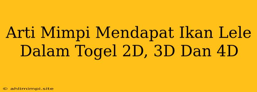 Arti Mimpi Mendapat Ikan Lele Dalam Togel 2D, 3D Dan 4D