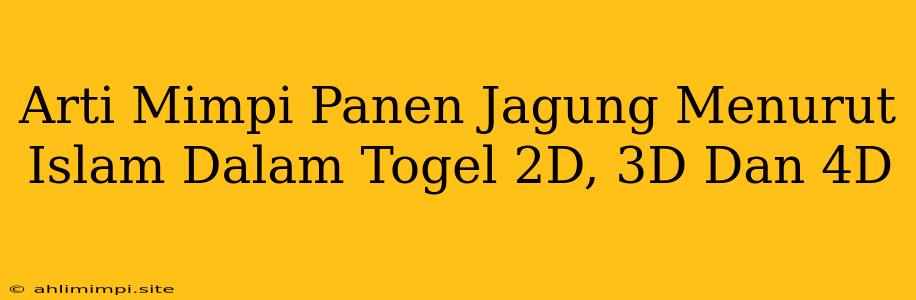 Arti Mimpi Panen Jagung Menurut Islam Dalam Togel 2D, 3D Dan 4D